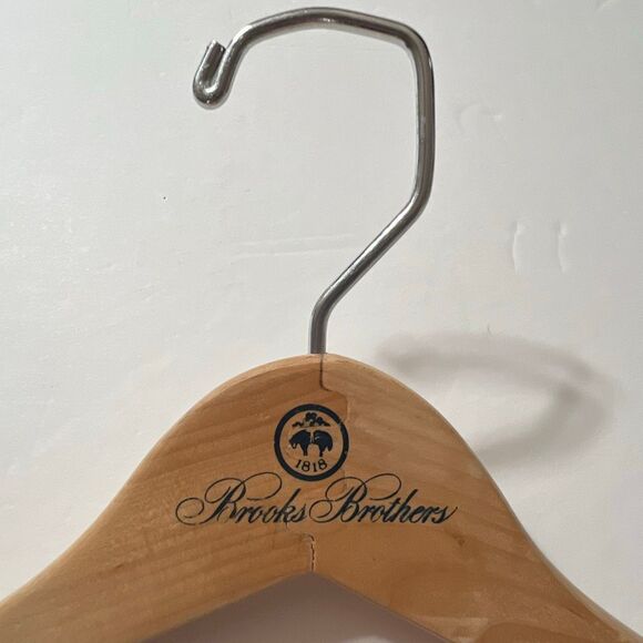 BROOKS BROTHERS Wooden Hanger Logo Men’s Vintage Wooden Suit Coat Slacks Pants - Picture 2 of 6
